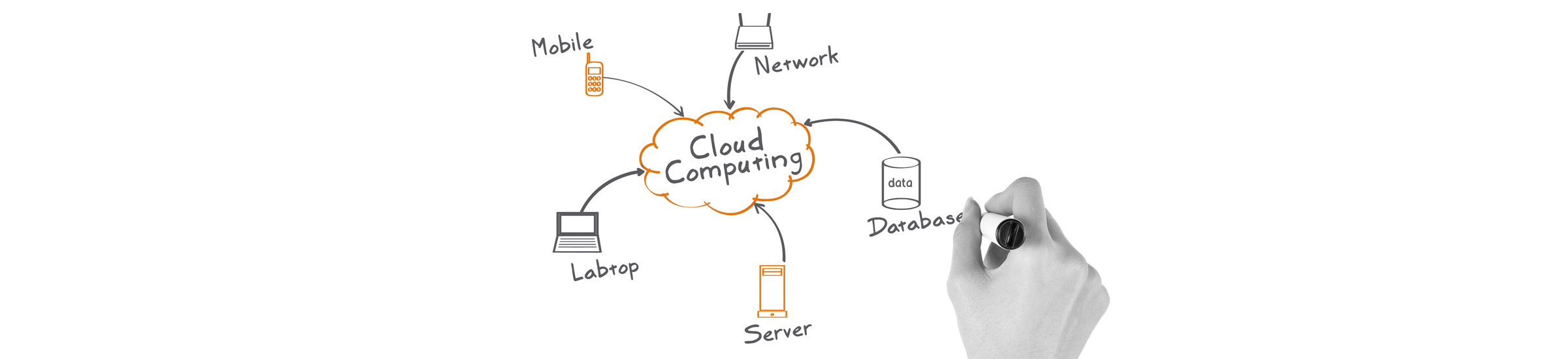 Man using laptop to check servers in data center